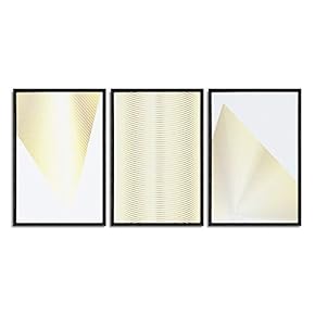 Framed for Living Room Bedroom Gold Geometric for x3 Panels