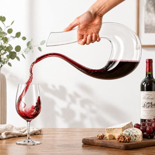 Zerci - 100% Lead Free U Shape Hand Blown Crystal Wine Carafe 1.5L