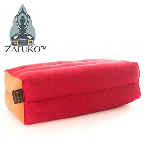 Zafuko Yoga, Meditation, Kundalini and Pilates Cushion (Zafu) Block, Bolster, Floor Pillow, Prop 100% Organic Kapok Fiber Filling – Small Block (Orange Monk) - Thumbnail 2