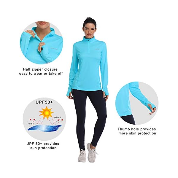 HISKYWIN Womens UPF 50+ Sun Protection Tops Long Sleeve HalfZip Thumb