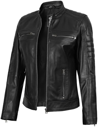 fjackets Real Leather Jacket Women - Cafe Racer Slim Fit Womens