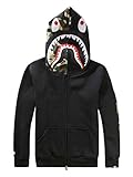 CLJJ7 Men's Shark Printed Hooded Sweatshirt
