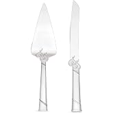 Lenox True Love Silverware Cake Knife &amp; Server Dessert Set, 2-Piece | silverplate over stainless steel flatware | interlaced heart design | wedding gift, 13 inch cake server and knife
