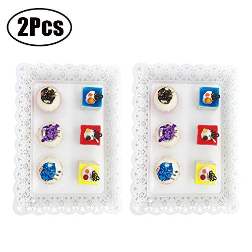 Set of 2 Pcs Rectangle Plastic Serving Trays Large 14.5"x10.2" for Wedding Birthday Party Fruits Desserts Candy Bar Display