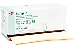 LOHMANN & RAUSCHER tg grip II Elasticated Tubular Compression Bandage, Seamless Tube Stockinette Wrap for Retention, Lymphedema, & Swelling, Natural, Size J