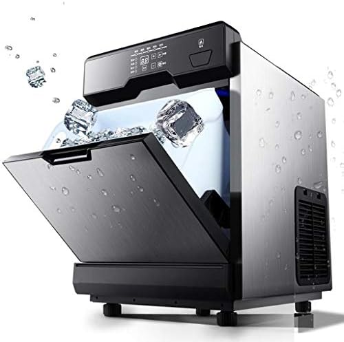 Commercial Fully Automatic Ice Maker, Innovative 55° Drop-Down Door Design, Ice Storage Bin Separation Ice Cube Making Machine, Mobile Direct Drinking Water Ice Machine