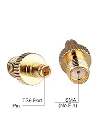 NETVIP Coax Adapter TS9 male plug to SMA female adapter plug Antenna adapter for 3G USB Modem Gold Plated 2 Pack