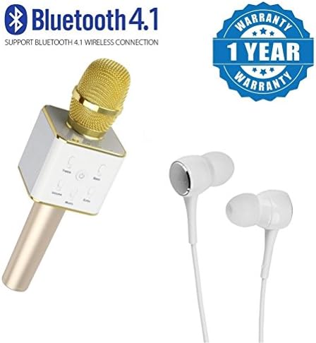 Drumstone Portable Q7 Bluetooth Karaoke Microphone with Condensor and Speaker with P1000 True Sound Earphone