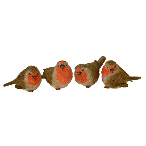 Giftware Set of 4 Multicolored Mini Baby Robins - Ideal for Christmas Decoration