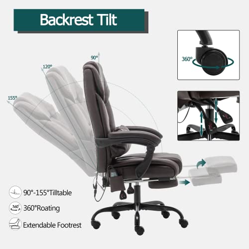 Massage Office Chair with Extendable Footrest, Pu Leather