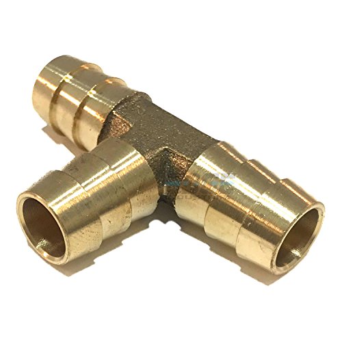EDGE INDUSTRIAL 1/2" Hose ID Brass Hose Barb TEE SPLICER Fitting Fuel / AIR / Water / Oil / Gas / WOG (Qty 01)