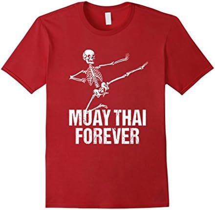 Mens Muay Thai Forever Funny Skeleton Tshirt Student Fan Gift Large Cranberry