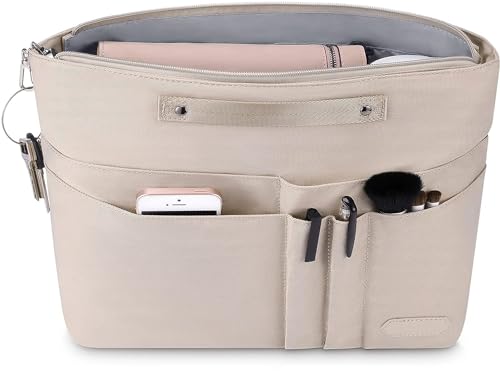 Wawasia Purse Organizer Insert for Handbags, Felt Bag Organizer for Tote & Purse, Tote Bag Organizer Insert with 15 Pockets (Beige, Large)
