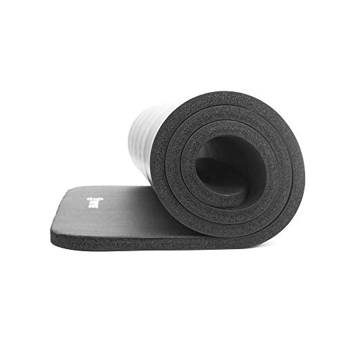 Incline Fit Exercise Mat Ananda 4/5" Extra Thick Exercise Mat with Strap - Non Slip Workout Mat for Yoga, Pilates, Stretching, Meditation, Floor & Fitness Exercises, Elephant Gray