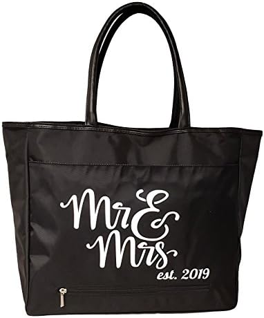 Mr & Mrs Bride Large Black Organizing Travel Companion Purse Handbag Bag (Mr & Mrs 2019)