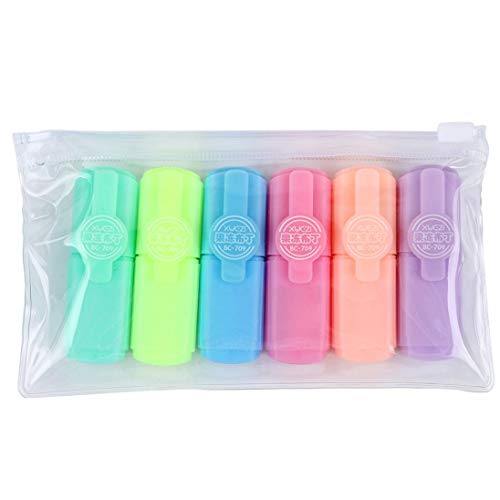 Barthylomo 6Pcs Little Lovely Jelly Head Marker Pens Chisel Tip Colorful Fluorescent Highlighter Marker Pens for Marking, Graphic Drawing, Office Tools, Learning Tools