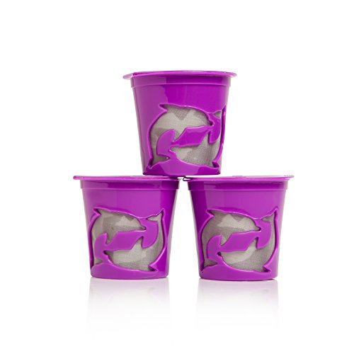 Filip Coffee - Refillable K-Cup Pods for All Keurig Machines - 8ml Scoop Included - Set of 3 Pods (Purple)
