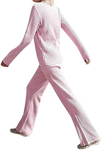 Women Soft Tracksuit Sets, Honhui Casual Solid knit Sweatsuit Set Two Piece Sport Suits Tracksuits (Pink, XL)