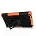 Windrew Hybrid Heavy Duty Armor Protection Cover [Anti Slip] [Built-In Kickstand] Skin Case For Amazon Fire 7 5th Generation 2015 Release Tablet + Screen Protector and Stylus Pen (Orange)