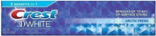 Crest 3D White Fluoride Anticavity Toothpaste, Arctic Fresh, 6.4 Ounce, (Pack of 6)