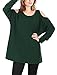 Allegra K Women's Scoop Neck Cut Out Shoulder Oversized Tunic Top M Green