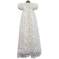 Abaowedding Lace Christening Gowns Baby Baptism Dress Newborn Baby Dress (18 M) White