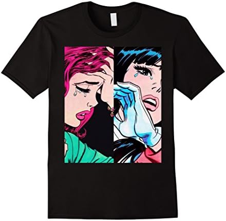 Mens Pop art double crying vixen   Large Black