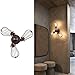 Industrial Flush Mount Ceiling Light Fixture, Rustic Rotatable Ceiling Lighting in Golden Bronze, Vintage 3-Light Wire Cage Sconce Wall Lighting for Farmhouse Bedroom Living Room Café, 1 Pack