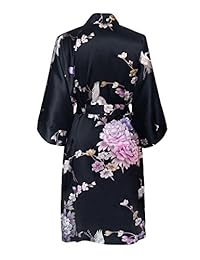 Old Shanghai bata corta tipo kimono con estampado de crisantemos y grullas para dama
