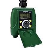 Instapark PWT-7D Outdoor Waterproof Electronic Digital Programmable Dual 2-Outlet Automatic On Off Water Faucet Hose Timer with Rain Delay and Manual Control