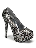 Silver Cheetah Print Glitter Platform Pump - 7