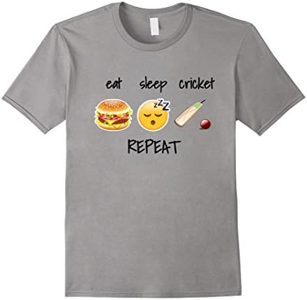 Mens Cricket Player Coach or Fan T Shirt Gift Eat Sleep Cricket Large Slate