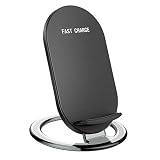 Wireless Charging Stand AKwor 2 Coils Qi Certified Fast Wireless Charger 10W Qi for Galaxy S9, S9+, S8, S7 & Note 8, 5W Compatible iPhone Xs MAX XR X 8 Plus and All Qi-Enabled Devices (Black)