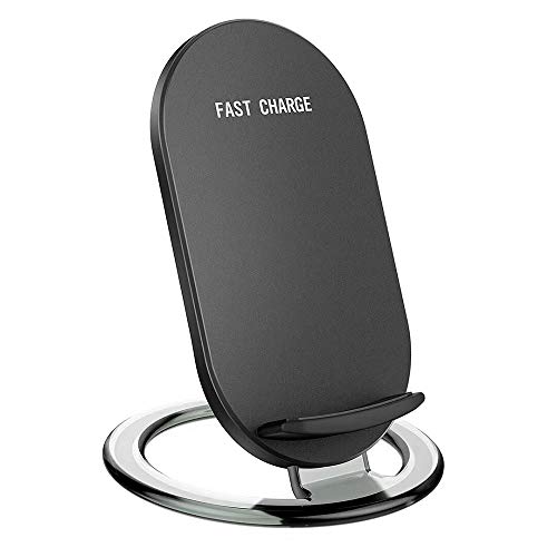Wireless Charging Stand AKwor 2 Coils Qi Certified Fast Wireless Charger 10W Qi for Galaxy S9, S9+, S8, S7 & Note 8, 5W Compatible iPhone Xs MAX XR X 8 Plus and All Qi-Enabled Devices (Black)