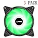 upHere 3-Pack 120mm 3-Pin High Airflow Quiet Edition Green LED Case Fan for PC Cases, CPU Coolers, and Radiators T3GN3-3