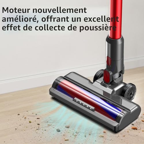 Brush with Soft Roller for Dyson V7 V8 V10 V11 V15 Replacement Floor Tip Soft Roller Replacement Front Lights for Hard Floors like Parquet, Wood Floor, Laminate, Tile