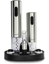Ivation Wine Gift Set, Includes Stainless Steel Electric Wine Bottle Opener, Wine Aerator, Electric Vacuum Wine Preserver, 2 Bottle Stoppers, Foil Cutter & LED Charging Base