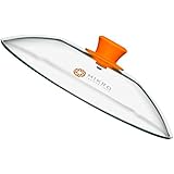 Vented Microwave Glass Food Plate Cover Lid with Firm Grip Silicone Handle and Hardened Safe Tempered Glass Design - Orange Knob
