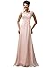 GRACE KARIN Chiffon V Back Evening Dresses Prom Gown with Beads Appliques