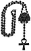 GWOOD Pharaoh with Ankh Rosary Pendants 31 Inch Long Necklace (BLACK COLOR)