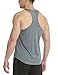 Baleaf Men's Bodybuilding Gym Stringer Y Back Striped Tank Top Gray Size M