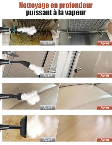 Steam Cleaner, 2500 W Multi-Purpose Manual Steam Cleaner with 6 Adjustable Speeds and 8 Types of Nozzles, 1250ML Portable High Pressure Steam Cleaner for Home and Car