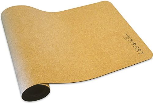 S-Body Fitness 72 x 24 x 5mm Cork and black natural rubber yoga mats set - Yoga bag - Yoga Book - 5 Meditation DVDs - Hot yoga no towel needed - environmentally eco friendly - non slip.