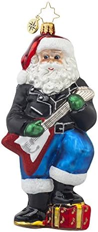 Radko Rockin' Nick Santa Electric Guitar Glass Ornament