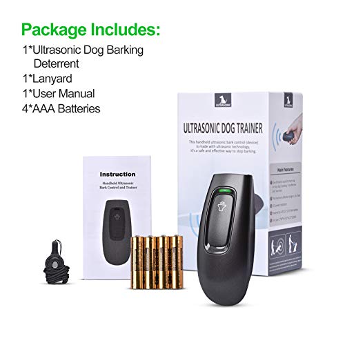 Anti Barking Control Device, 16.4 Ft Handheld Ultrasonic Dog Bark Deterrent, Safe Stop Barking Trainer for Dogs Indoors and Outdoors
