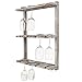 MyGift Wine Glass Rack - Wall-Mounted Torched Wood Stemware Rack, 12 Glassware Holder Rack, Wine Glasses Storage Hanger for Bar Kitchen