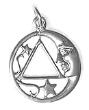 Alcoholics Anonymous AA Symbol Pendant, #888-3, Sterling Silver, Man in the Moon and Stars