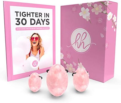 Yoni Eggs for Women :: Become Tighter and Leak-Free in 30 Days :: Certified Rose Quartz Kegel Eggs :: Kegel Balls for Tightening and Pleasure :: Natural Vaginial Tightener :: by Highest Heaven