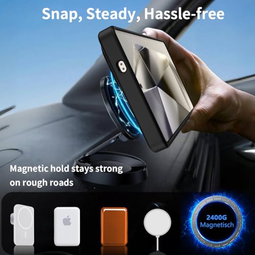 AIQIUQIU Magnetic Case for Samsung Galaxy S23 Ultra 5G [Compatible with Mag Safe][Built-in Invisible Kickstand] Mil-Grade Drop Protection, Adjustable Kickstand Translucent Matte Cover, Black