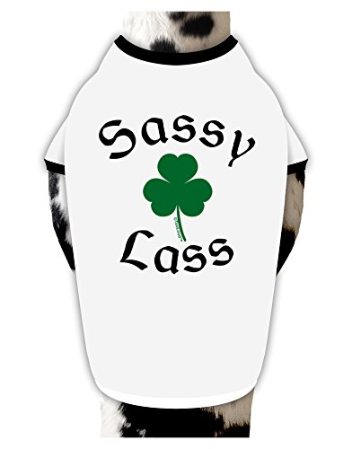 TOOLOUD Sassy Lass St Patricks Day Dog Shirt White with Black Medium